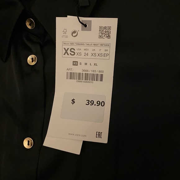 NWT Zara Long Sateen Shirt - Picture 7 of 7